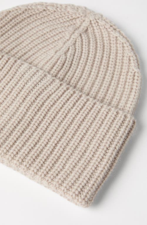 Brunello Cucinelli Cashmere Rib Knit Beanie In White