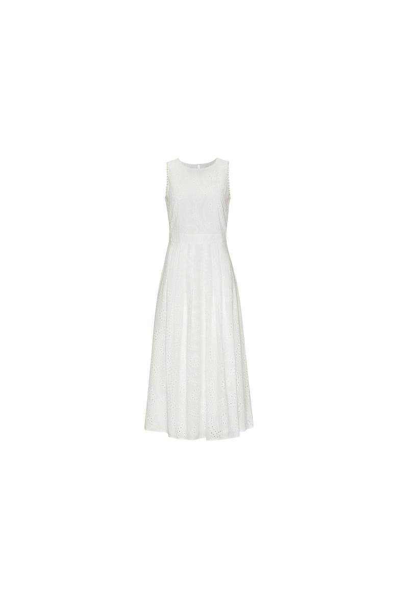 Sleeveless Eyelet Maxi Dress, Alternate, color, White
