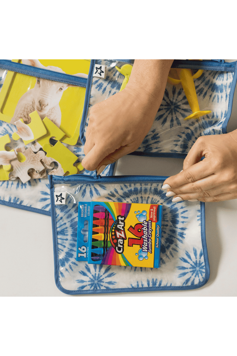 Airline Compliant Toiletry/Cosmetics Travel Bags, 3-Pack, Alternate, color, Blue Tie Dye