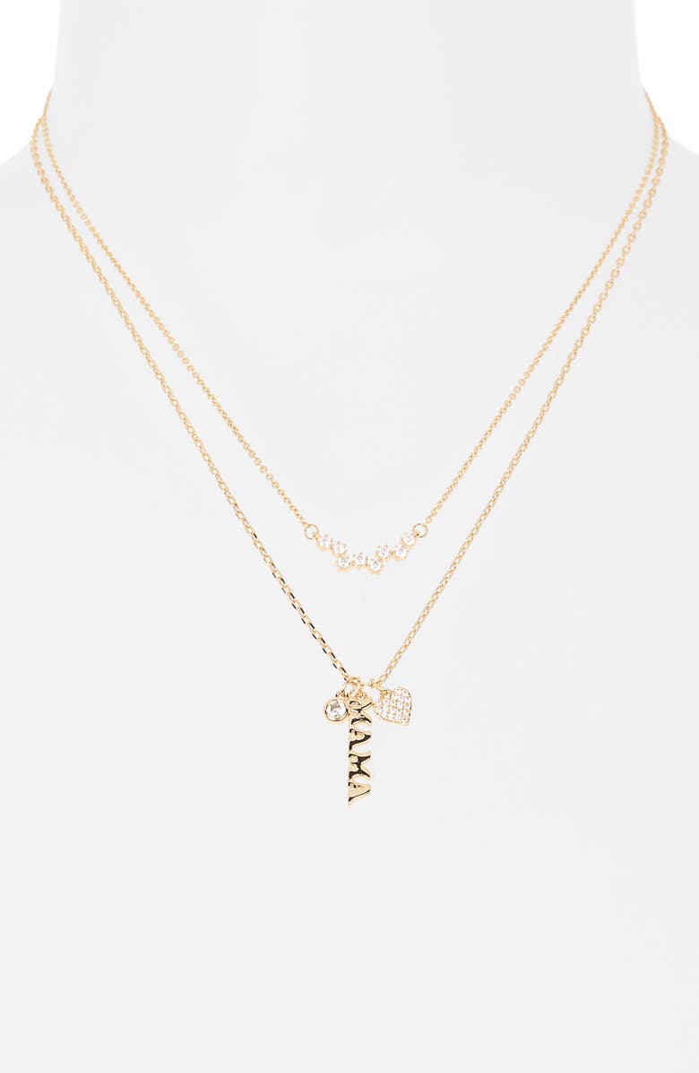 Leith Set of 2 Mama Cluster Charm Necklaces, Alternate, color, Clear- Gold