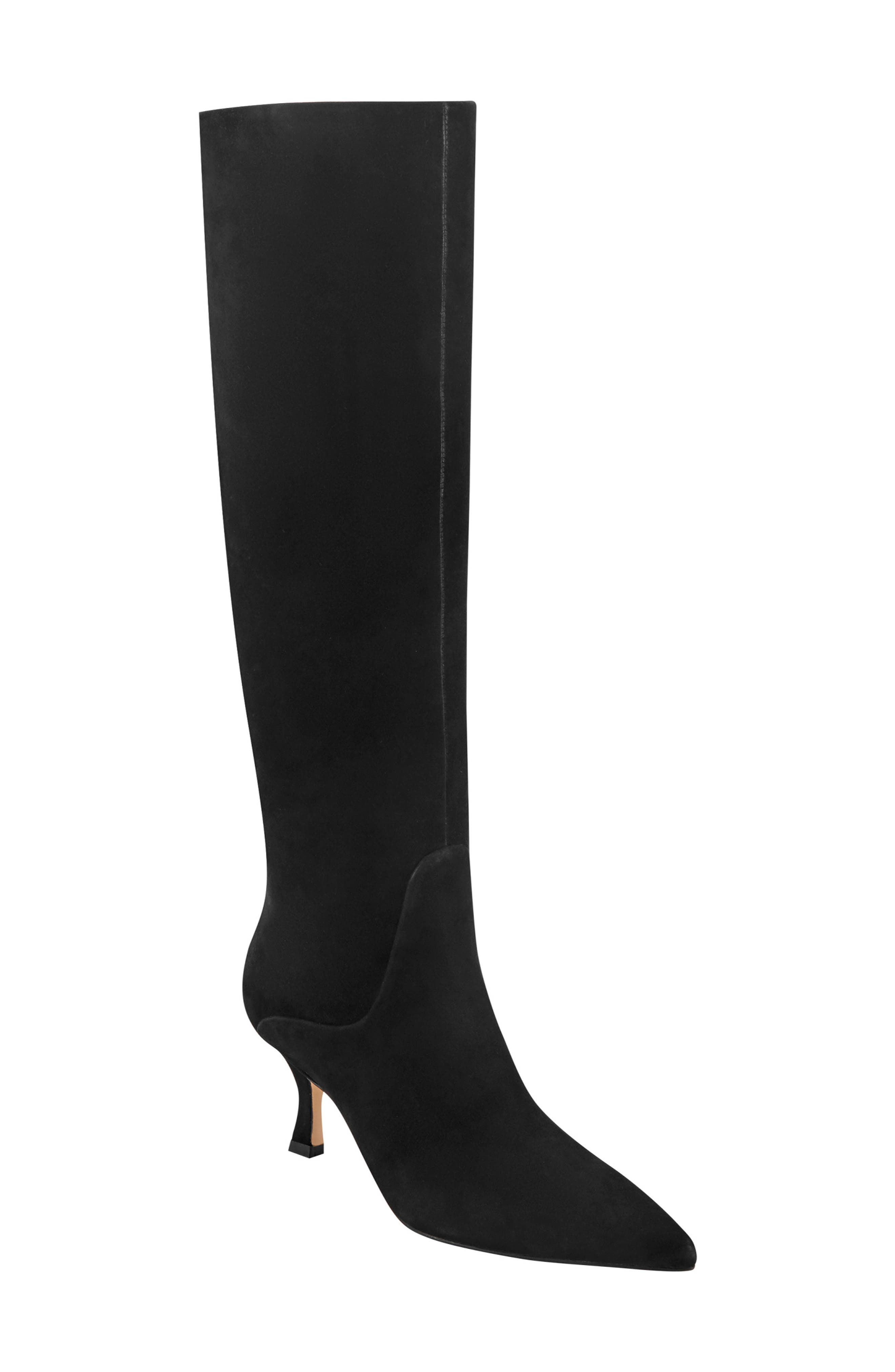 Visola Pointed Toe Knee High Boot, Main, color, BLACK