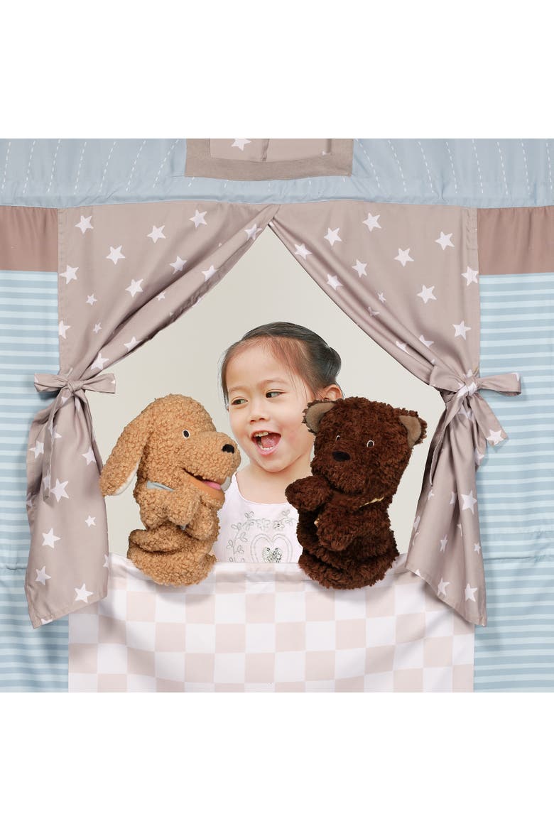 Doorway Puppet Theater Developmental Toy with 2 Luxury Hand Puppets, Alternate, color, Multicolor