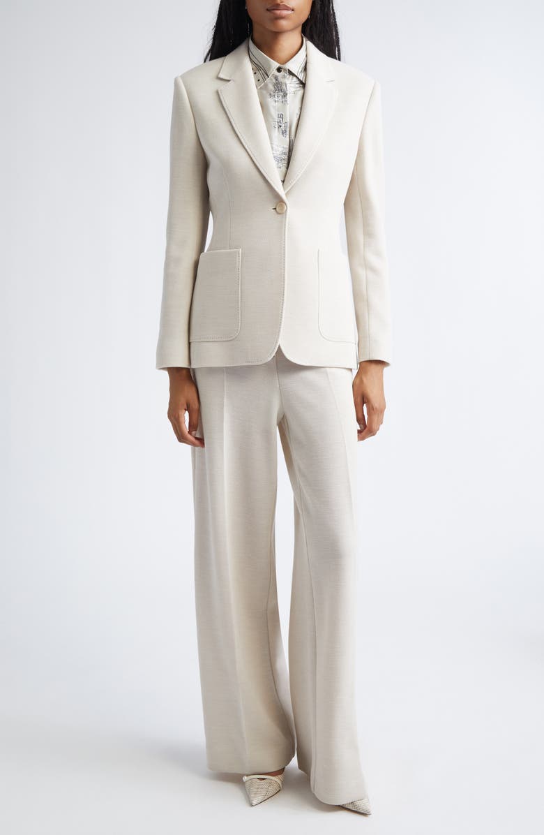 Max Mara Utilita Virgin Wool Blazer, Alternate, color, Ivory