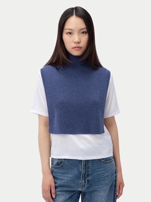 Gobi Mongolian Cashmere High Neck Cashmere Scarf Shawl In Blue