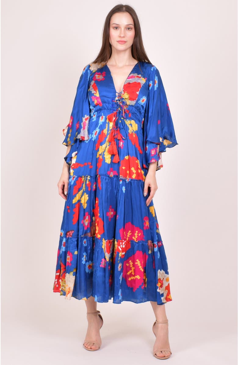 RAAS Angel Sleeves Ruffle Maxi Sundress, Alternate, color, Blue