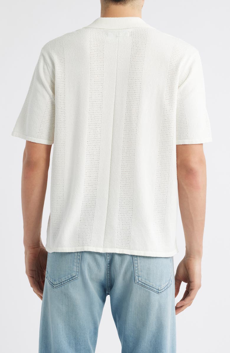 rag & bone Zuma Pointelle Short Sleeve Knit Camp Shirt, Alternate, color, Chalk