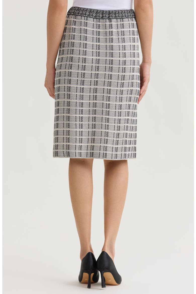 A-Line Contrast Stitch Tweed Knit Skirt, Alternate, color, Limestone/Black/White