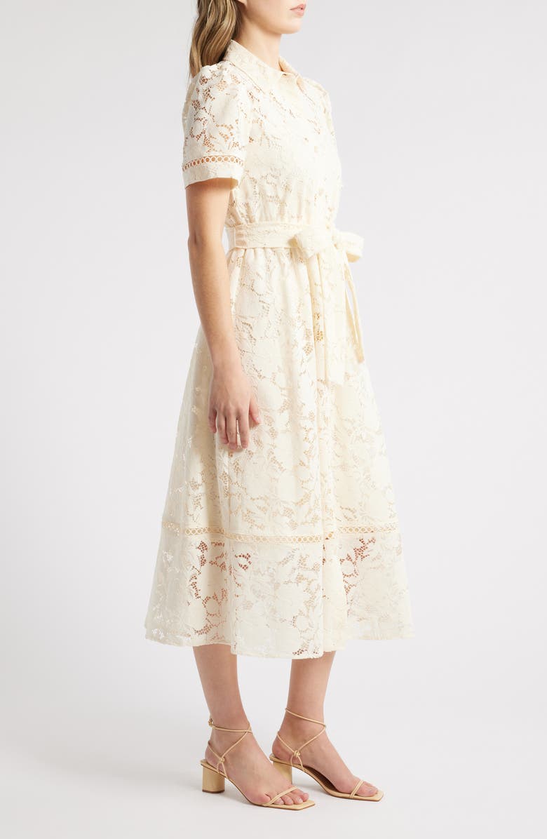 Anne Klein Lace Tie Waist Shirtdress, Alternate, color, 