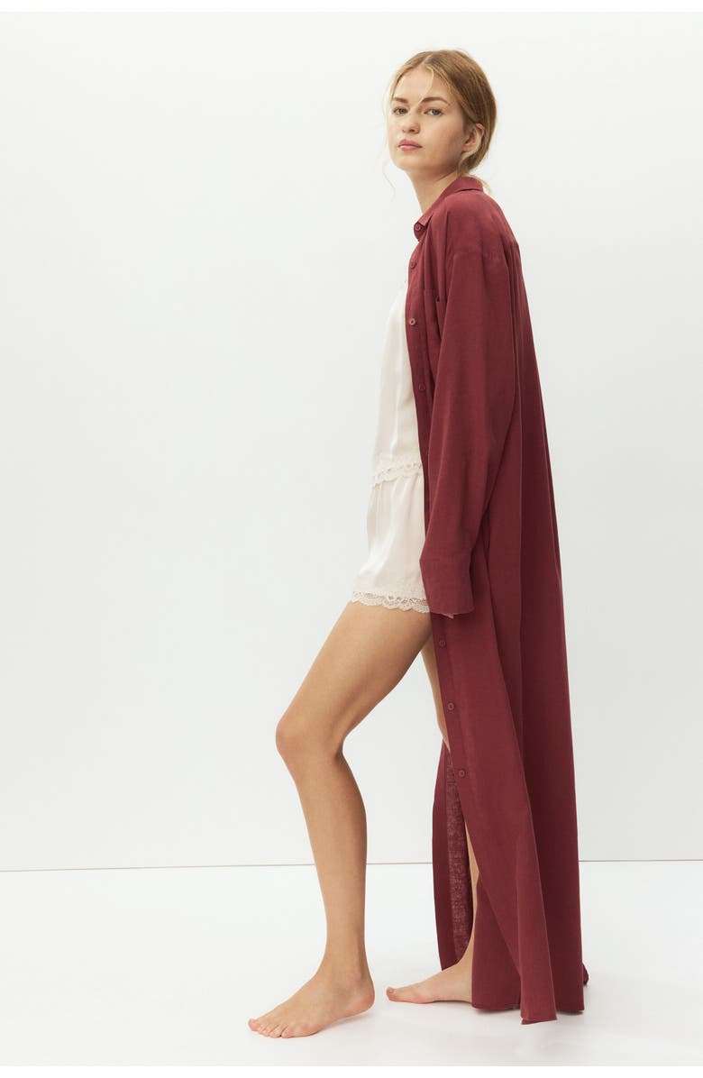 H&M Linen-blend shirt dress, Alternate, color, Rust Red