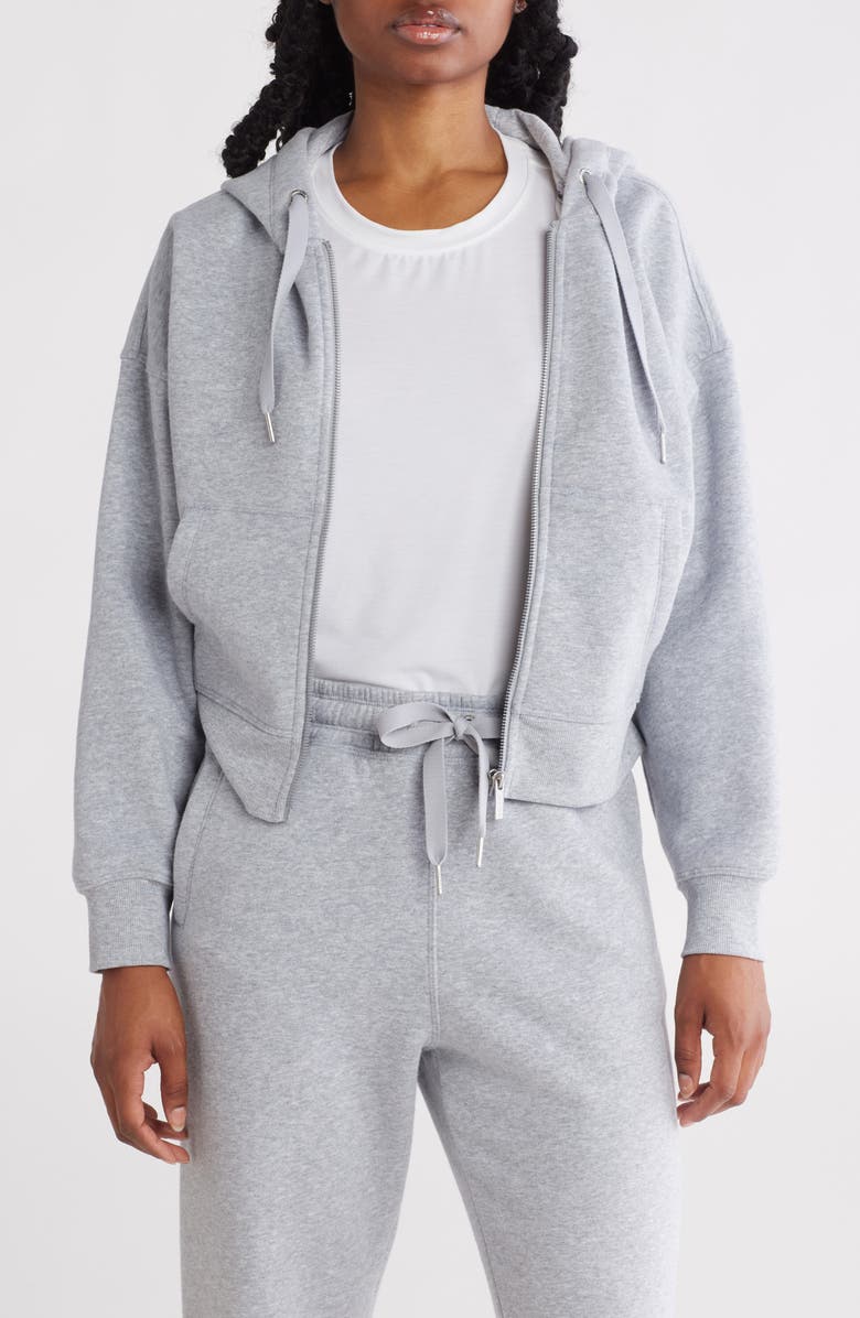 CALVIN KLEIN PERFORMANCE Fleece Crop Zip Hoodie, Main, color,