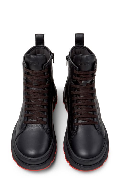 Camper Lace-up Leather Combat Boots In Black