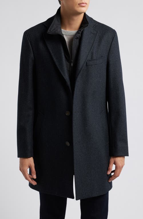 Jack Victor Delroy Wool Topcoat with Removable Bib in Charcoal 