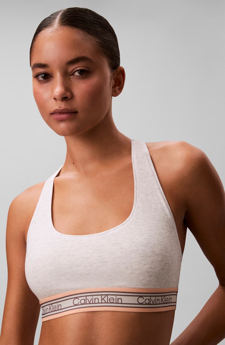Calvin Klein Icon Cotton Blend Bralette, Alternate, color, Snow Heather