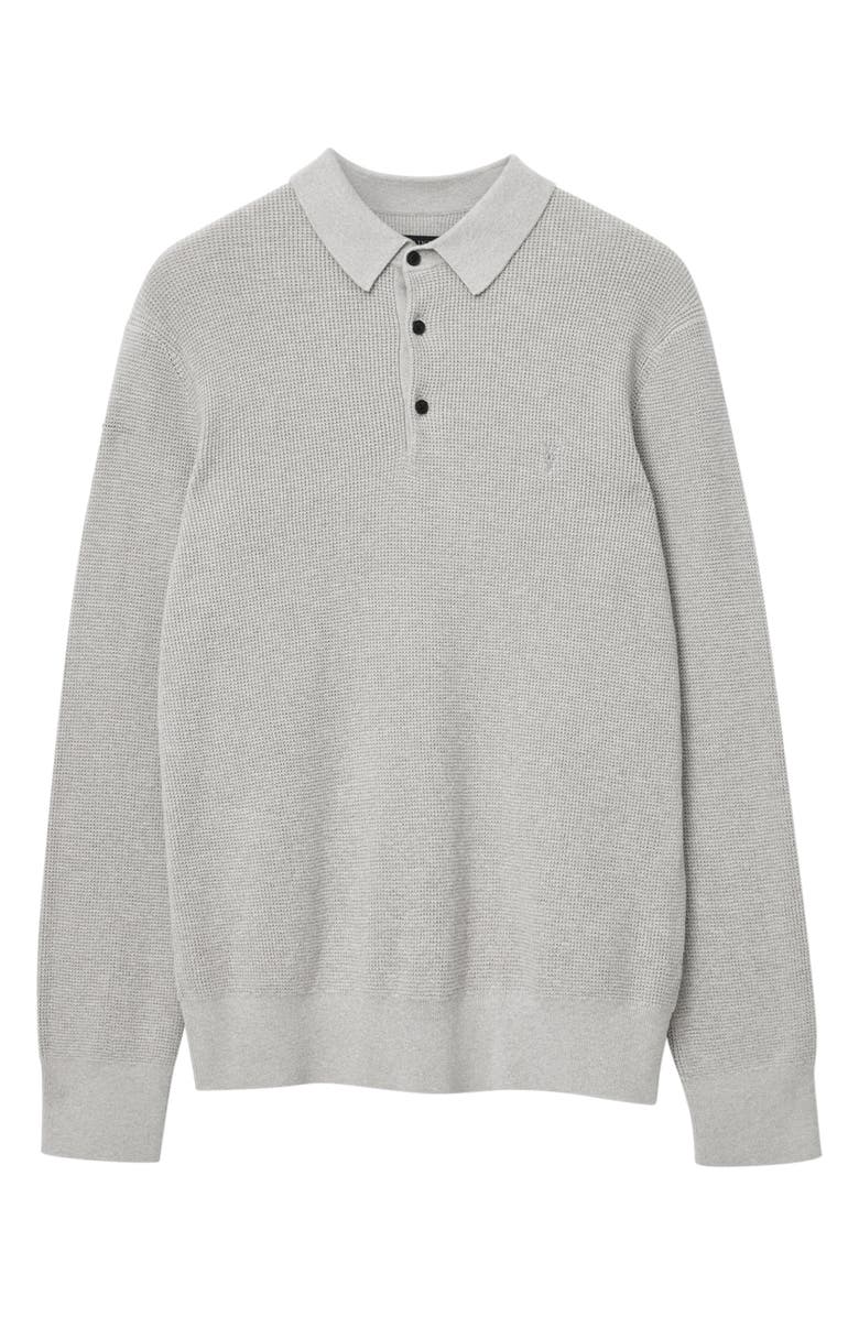 AllSaints Waffle Knit Polo, Alternate, color, Moon Grey