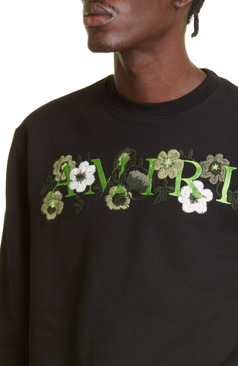 AMIRI Embroidered Floral Logo Graphic Sweatshirt, Alternate, color,