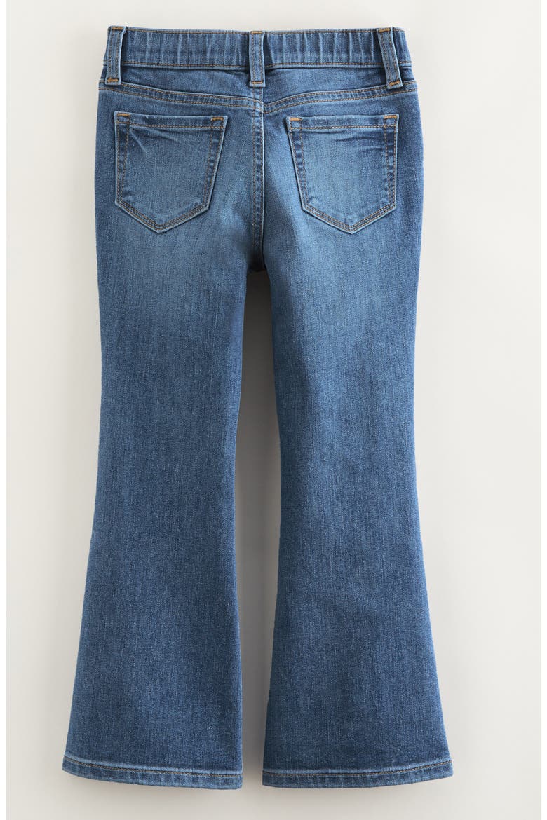 Kids' Distressed Pull On Stretch Flare Leg Jeans, Alternate, color, MEDIUM WASH OUTLINE HEARTS