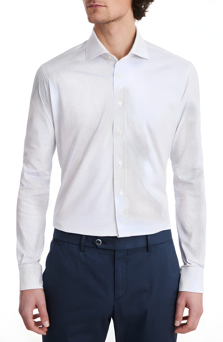Emanuel Berg 4Flex Stretch Modern Fit Geometric Print Knit Dress Shirt, Main, color,