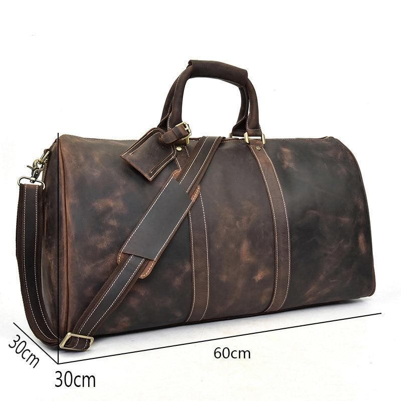 STEEL HORSE LEATHER The Bjarke Weekender | Handcrafted Leather Duffle Bag, Alternate, color, Dark Brown