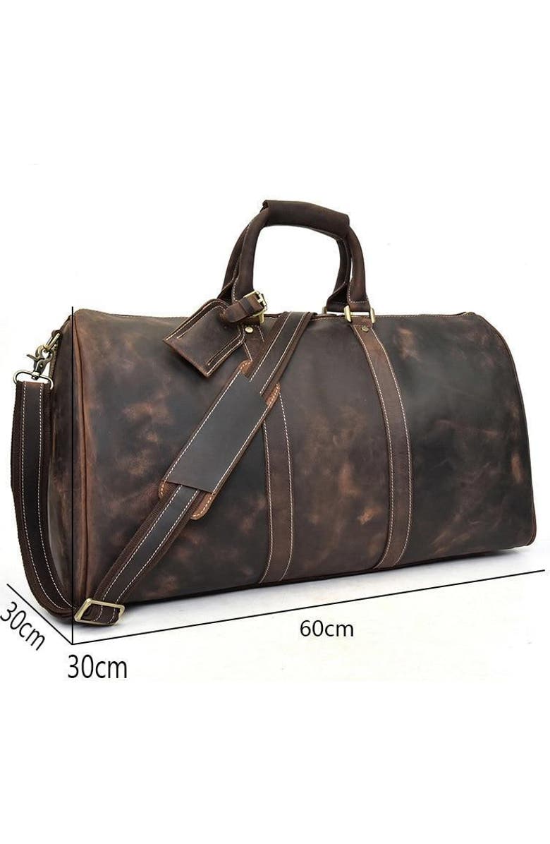 STEEL HORSE LEATHER The Bjarke Weekender | Handcrafted Leather Duffle Bag, Alternate, color, Dark Brown