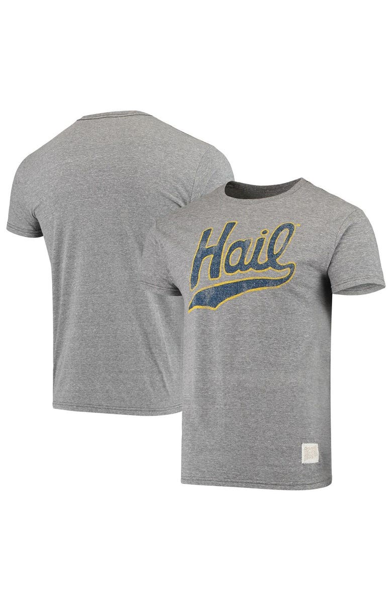 Retro Brand Men's Original Retro Brand Heathered Gray Michigan Wolverines Vintage Hail Tri-Blend T-Shirt, Alternate, color, Heather Gray