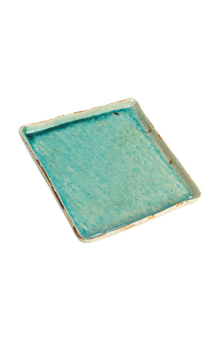 Storied Home Serving Tray with Reactive Crackle Glaze, Main, color, Blue