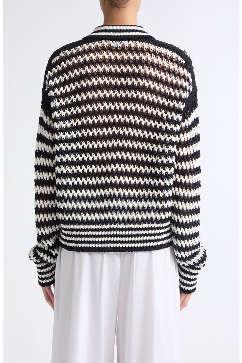 Tipped Stripe Cotton Cardigan, Alternate, color, WHITE BLUE