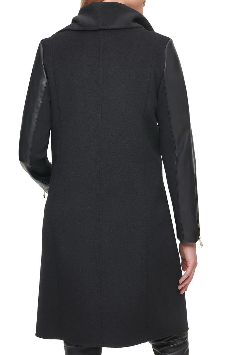 Mixed Media Draped Collar Jacket, Alternate, color, BLACK