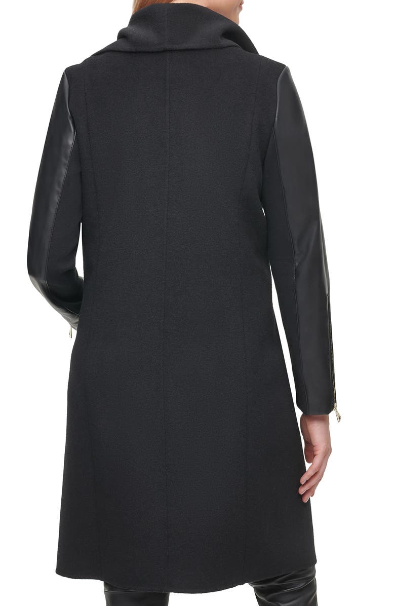 KARL LAGERFELD PARIS Mixed Media Draped Collar Jacket, Alternate, color,