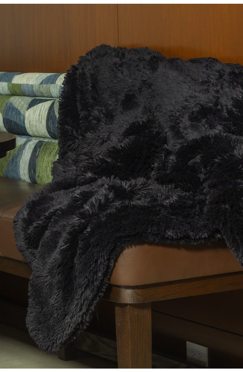 Sea To Me Blankets San Francisco Shag Faux Fur Throw Blanket, Alternate, color, Black