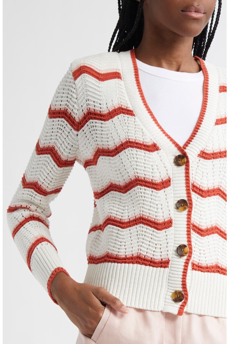 Ansonia Stripe Open Stitch Cardigan, Alternate, color, OFF WHITE PINK SHELL PERSIMMON