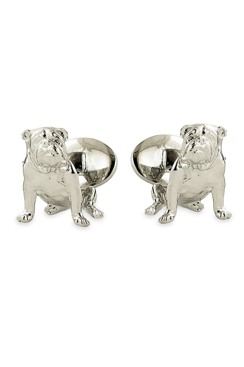 'Bulldog' Sterling Silver Cuff Links, Main, color, SILVER BULLDOG