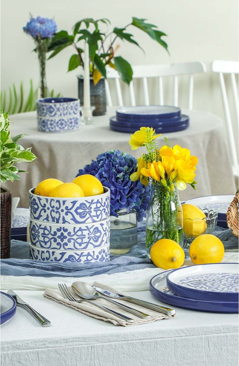 Stone Lain Tropea Stoneware 12-Piece Dinnerware Set, Alternate, color, Blue