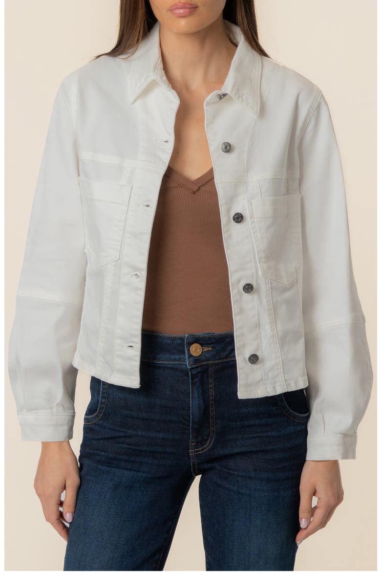 Bailey Stretch Denim Jacket, Main, color, WHITE