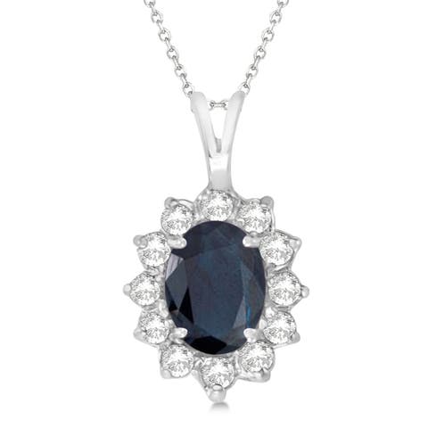 Blue Sapphire & Diamond Accented Pendant 14k