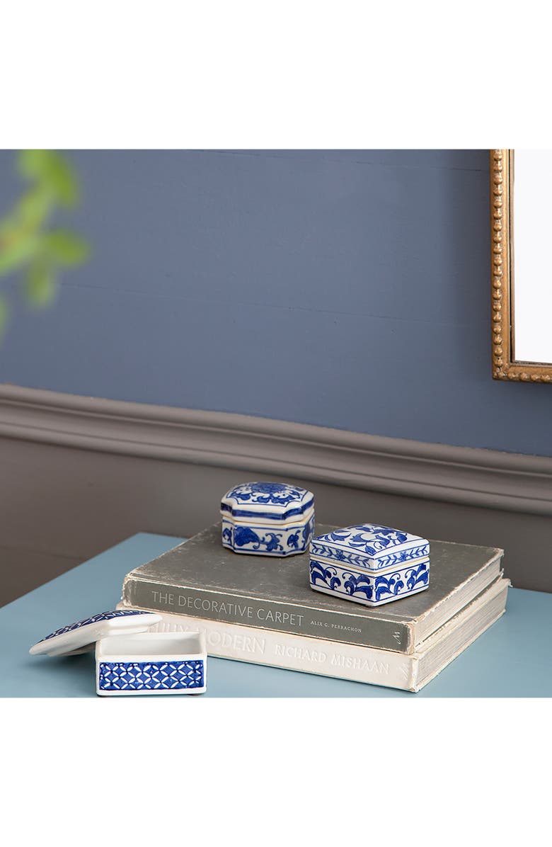 A & B Home Set of 3 Porcelain Boxes, Alternate, color, Blue