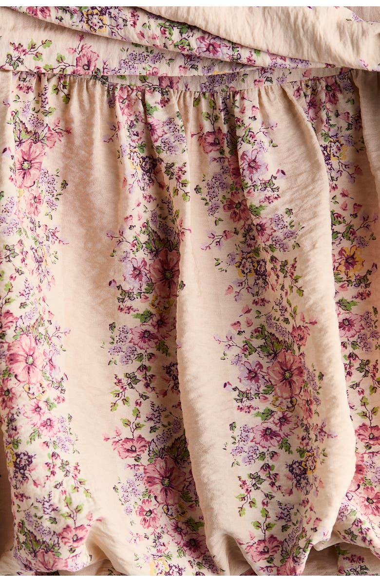 H&M Tie-detail Bubble-hem Skirt, Alternate, color, Light Dusty Pink/Floral