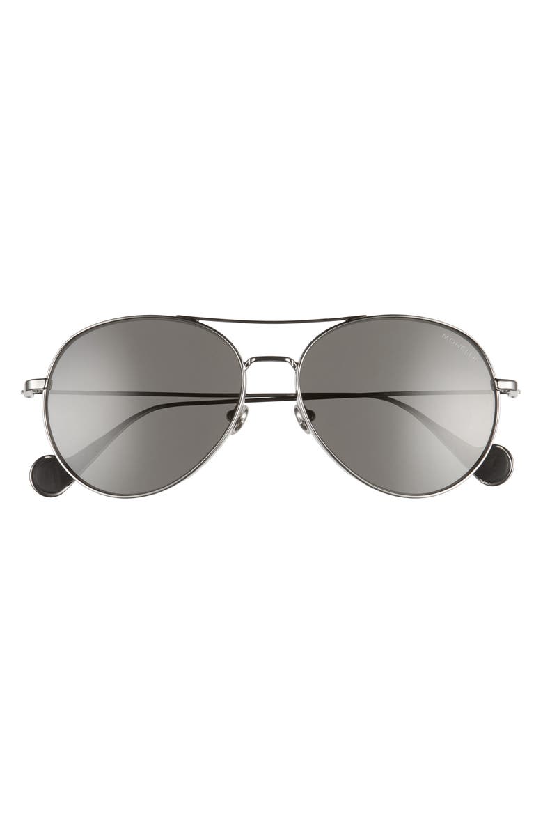 57mm Polarized Aviator Sunglasses, Alternate, color, SHINY GUMETAL/ SMOKE