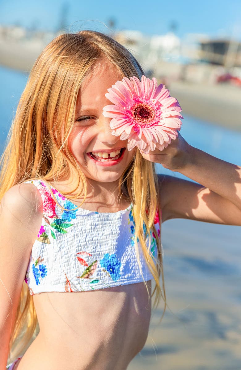 PQ SWIM Kids' Finley Smocked Two-Piece Swimsuit, Alternate, color, 