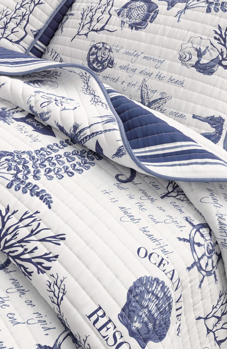 Woven & Weft Coastal Print Cotton Quilt & Sham Set, Alternate, color, Seacoast Memories