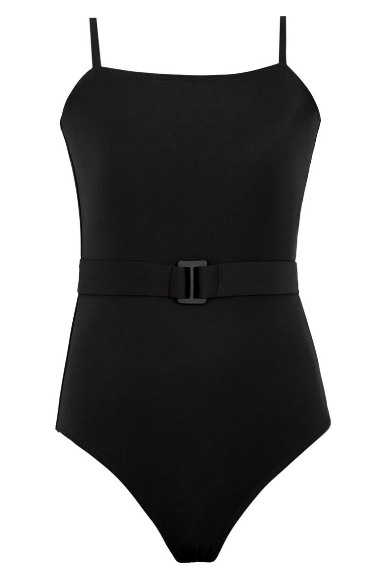 Kids' Brixtyn Belted One-Piece Swimsuit, Main, color, BLACK PIER