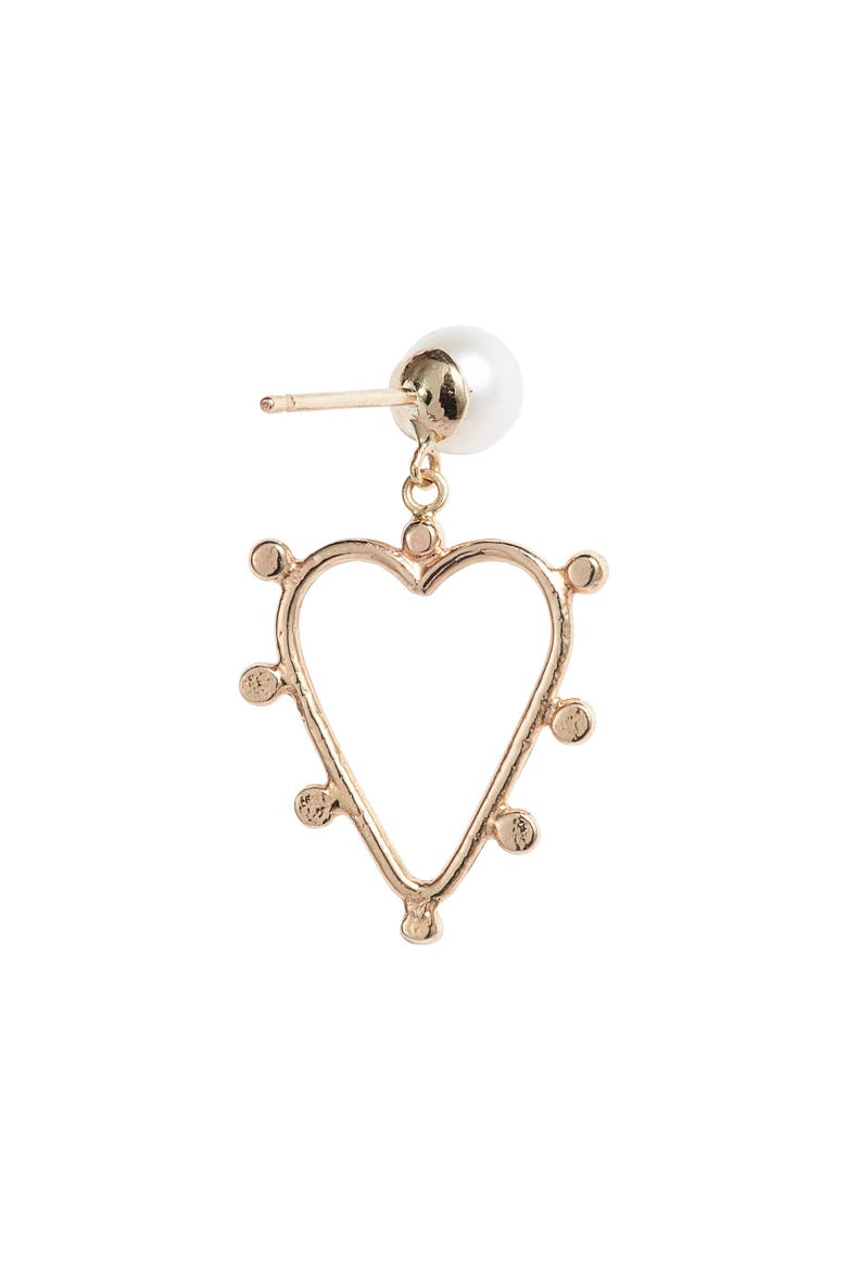 Pearl Heart Drop Earrings, Alternate, color, PEARL/ 14K YELLOW GOLD