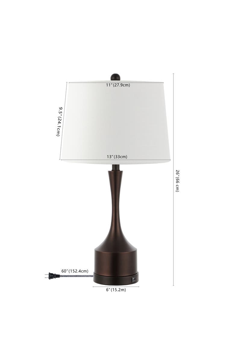 JONATHAN Y Cooper 26" Classic French Country Iron LED Table Lamp with USB Charging Port, Alternate, color, Oil Rubbed Bronze