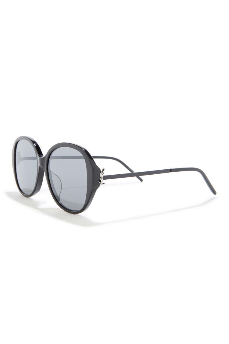57mm Oval Sunglasses, Alternate, color, BLACK BLACK SILVER