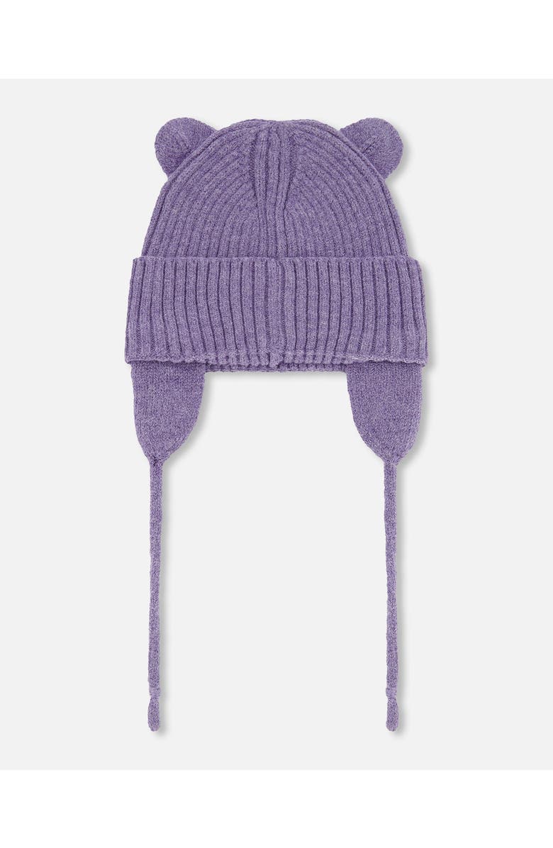 Deux par Deux Girl Logo Patch Ribbed Knit Hat, Main, color, Lavender
