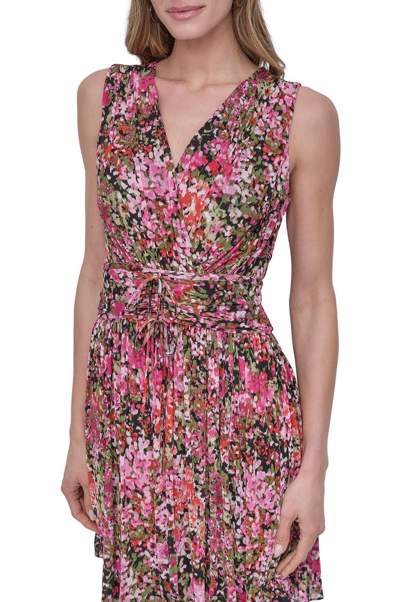 Floral Sleeveless Mesh Fit & Flare Dress, Alternate, color, BLACK/ AZELA/ MULTI