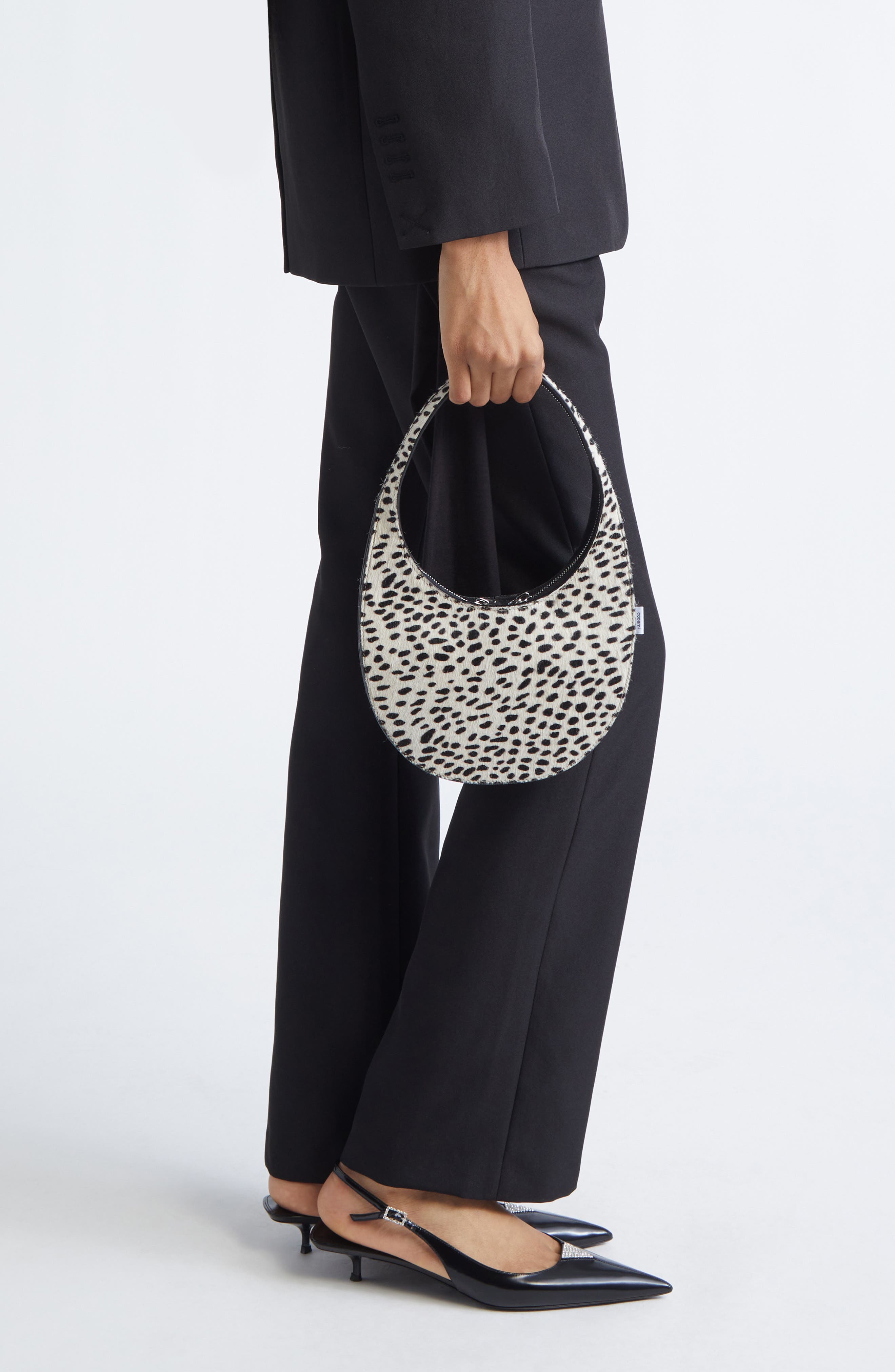 Coperni Soft Swipe Genuine Calf Hair Shoulder Bag, Alternate, color, White-Black Print
