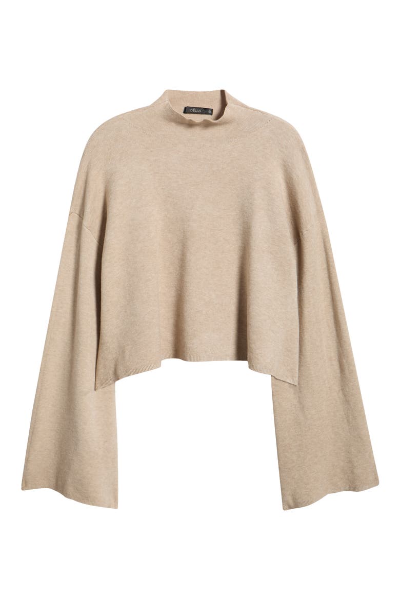 Chuck Crop Funnel Neck Sweater, Alternate, color, GREIGE