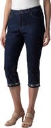 Roaman's Plus Size Sequin Trim Straight Leg Capri Jean