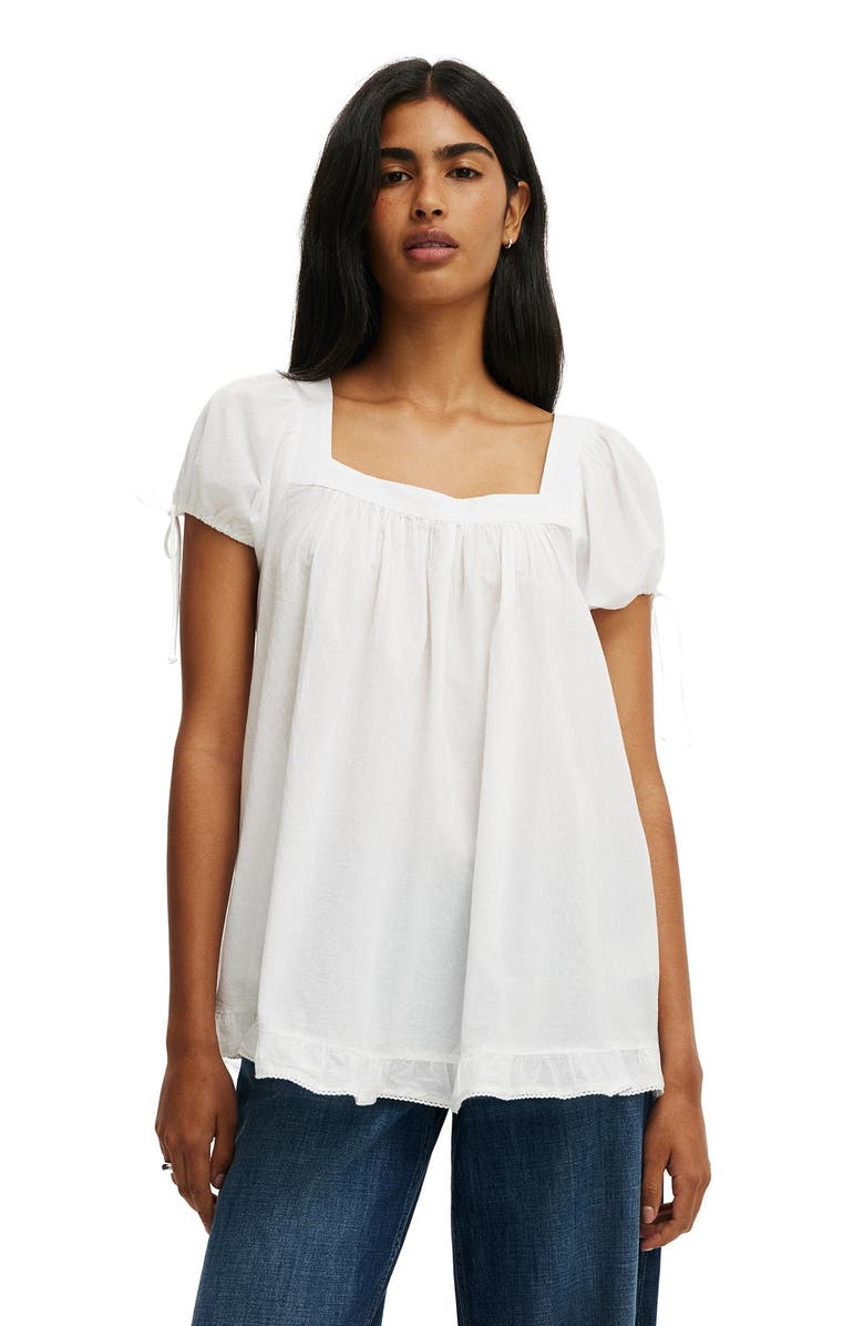 Cotton On Women's Eliza Babydoll Tunic Top, Main, color, White