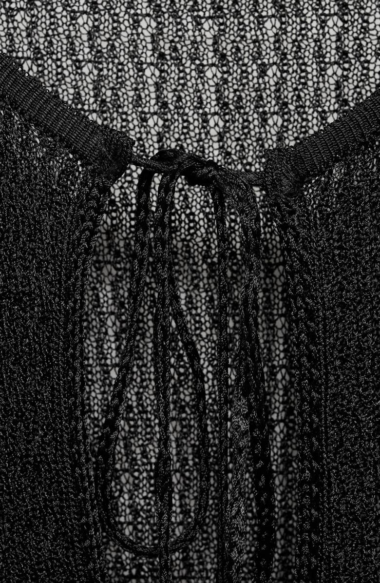 MANGO Tie Front Cardigan, Alternate, color, Black